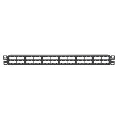 Kısa Com tüm metal siyah yüksek yoğunluklu patch panel korumalı modüler 48 bağlantı, (1 RU).