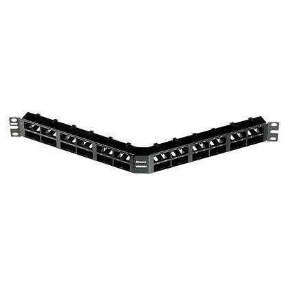 Kısa Com tüm metal siyah, yüksek yoğunluklu açılı patch panel korumalı modüler 48 bağlantı, (1 RU).