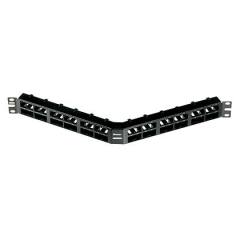 Kısa Com tüm metal siyah, yüksek yoğunluklu açılı patch panel korumalı modüler 48 bağlantı, (1 RU).