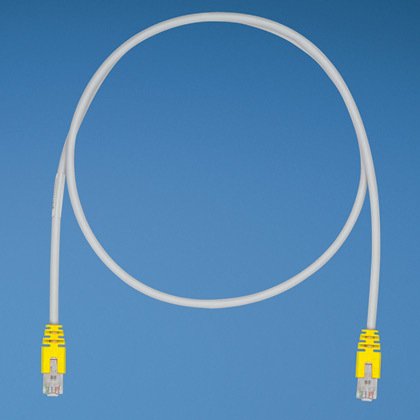 Kategori 5e, her iki ucunda, Pan-Plug® Korumalı Modüler Fişler, Sarı, 0.5 metre ile korumalı yama çekin.