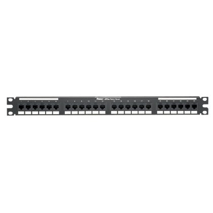 Siyah DataPatch 24 bağlantı kategorisi 6A punchdown düz patch panel (1 RU).