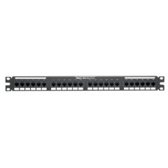 Siyah DataPatch 24 bağlantı kategorisi 6A punchdown düz patch panel (1 RU).