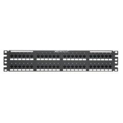 Siyah DataPatch 48 bağlantı kategorisi 5E punchdown düz patch panel (2 RU).