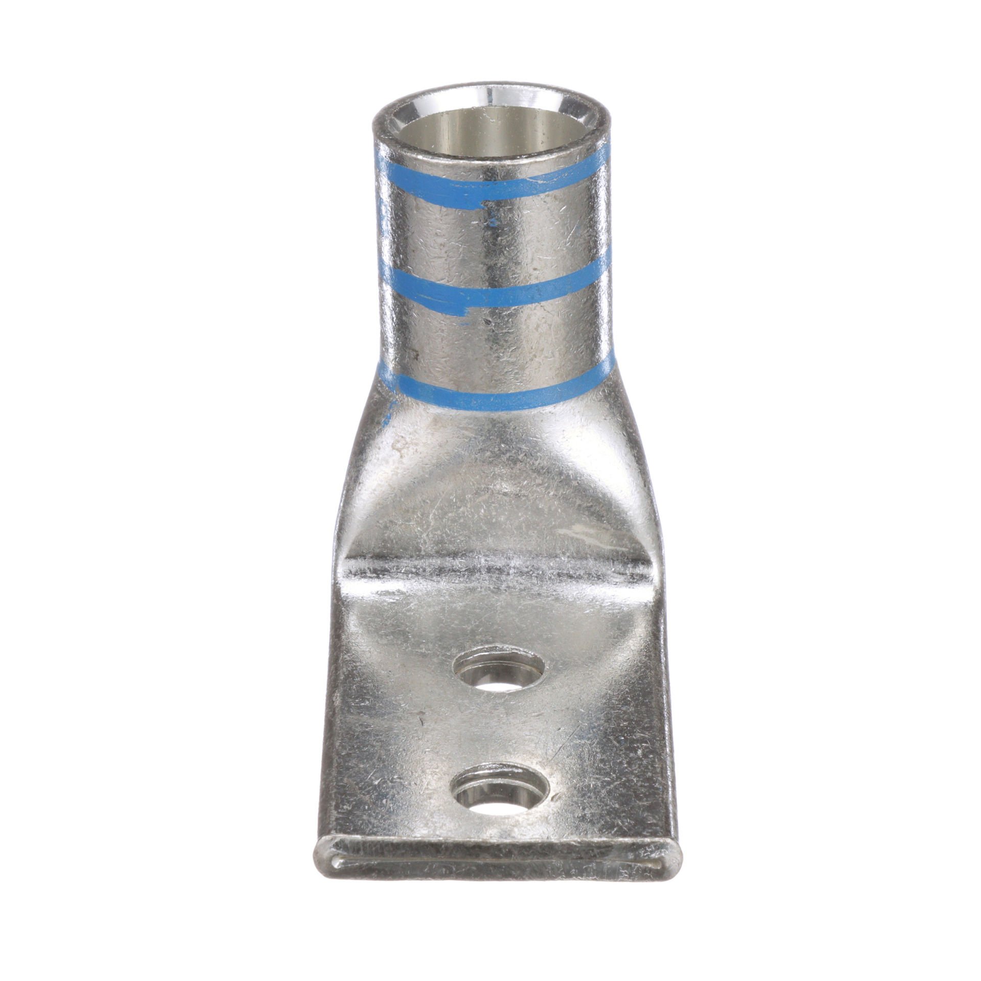 İki delikli, esnek yük sepeti, 350 kcmil kablosu, 3/8 saplama deliği, 1 delik açıklığı, 90 ° açı dil.