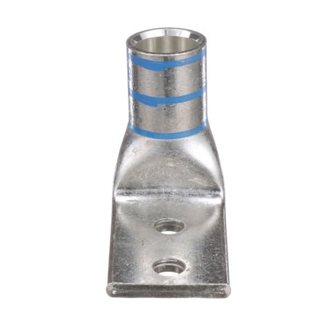 İki delikli, esnek yük sepeti, 350 kcmil kablosu, 3/8 saplama deliği, 1 delik açıklığı, 90 ° açı dil.