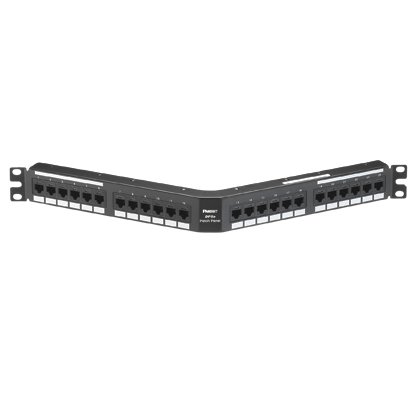 Siyah DataPatch 24 bağlantı kategorisi 5e punchdown açılı patch panel (1 RU).