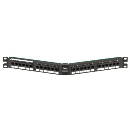 Siyah DataPatch 24 bağlantı kategorisi 5e RJ21-için-RJ45 (8-pin) açılı patch panel (1 RU).