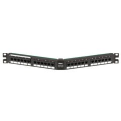 Siyah DataPatch 24 bağlantı kategorisi 5e RJ21-için-RJ45 (8-pin) açılı patch panel (1 RU).