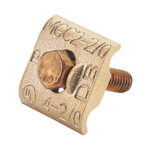 Mekanik Topraklama Bağlayıcı, 1/4'' 2 Bakır Kablolar Kalın Bar, 4 AWG Sol - 2/0 AWG Str, 3/8'' Stud