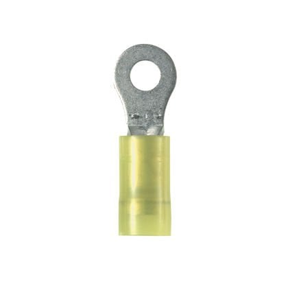 Halka terminal, 12-10 AWG, 3/8'' saplama boyutu, huni girişi, naylon izole bulk paket.