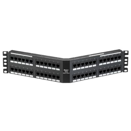Siyah DataPatch 48 bağlantı kategorisi 5e punchdown açılı patch panel (2 RU).