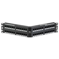 Siyah DataPatch 48 bağlantı kategorisi 5e punchdown açılı patch panel (2 RU).