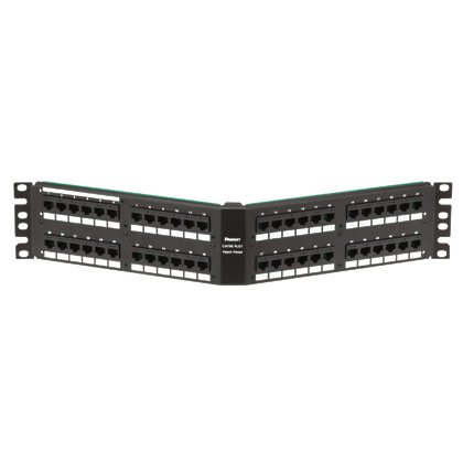 Siyah DataPatch 24 bağlantı kategorisi 5e RJ21-için-RJ45 (8-pin) açılı patch panel (2 RU).