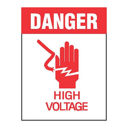 dağıtıcı içinde elektrik etiket, 1.5'' H W 1.0'' x, 'tehlikesi yüksek gerilim' elle sembolü, polyester yapışkan, kırmızı (gösterge) / beyaz, paket başına 200 etiketler.