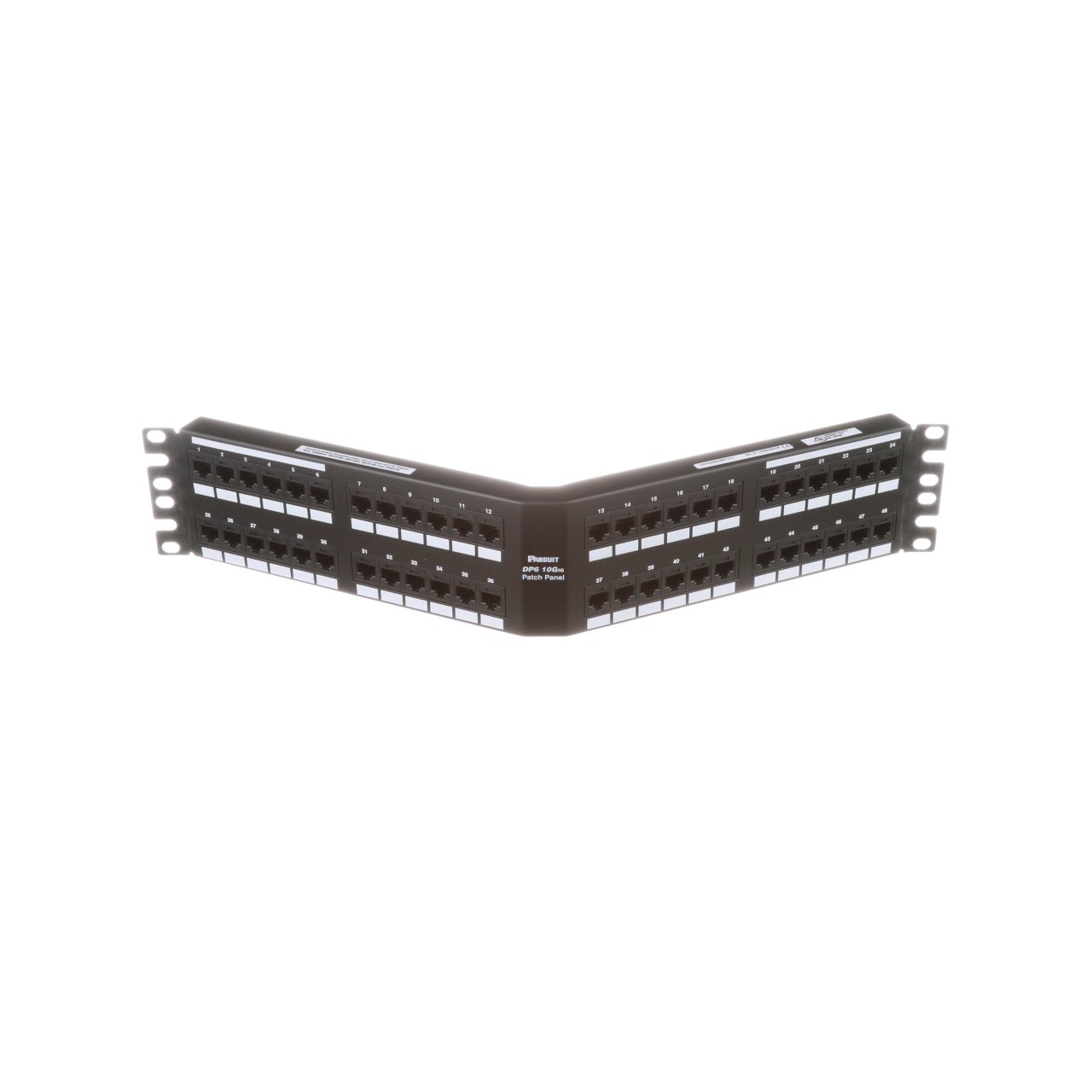 Siyah DataPatch 48 bağlantı kategorisi 6X punchdown açılı patch panel (2 RU).