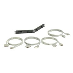 SCSI HD68 RJ45-to-siyah bir patch panel takımı açılı 32-delikli, dört kablo takımını kapsamaktadır, dört 68 iğneli SCSI konektörlere kablolu 32 RJ45 bağlantı noktası olan, her bir ucunda bir 68 pimli DB68 erkek fiş ile altı feet uzunluğunda ve diğer, (1 R