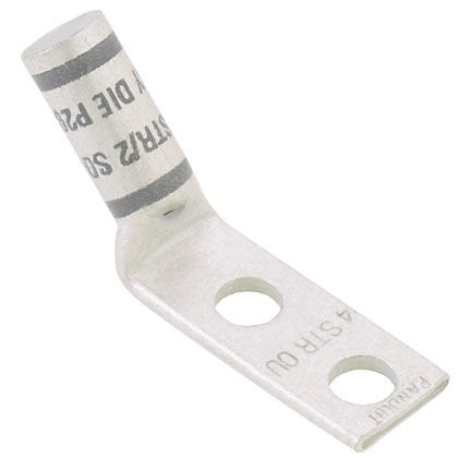 İki delikli, esnek yük sepeti, 4/0 AWG kablo, 3/8 saplama deliği, 1 delik açıklığı, 45 ° 'lik açılı bir dil.