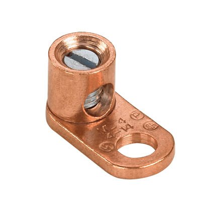 Tek bir delik, bakır, tek kovan sonrası pabucu, düz dil, 14. SOL - # 4 STR 1/4 (6.4mm) saplama deliği.