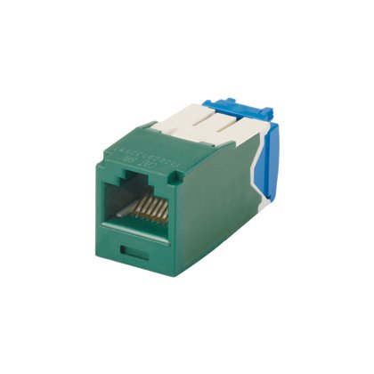 Kategori 6A, RJ45, 10 Gb / s, 8-konumunda, 8 telli genel modülü, dökme Green, paketlenmiş.