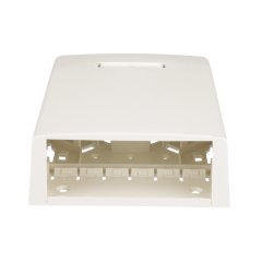 Mini Com® yüzey kutusu monte oniki Mini Com® Modülleri kabul eder. Yerleşik dahil lif makara ve köprü. Montaj vida, yapıştırıcı destek, kablo bağları ve etiket tutma / vida kapağı ile birlikte verilir. Uluslararası Beyaz.