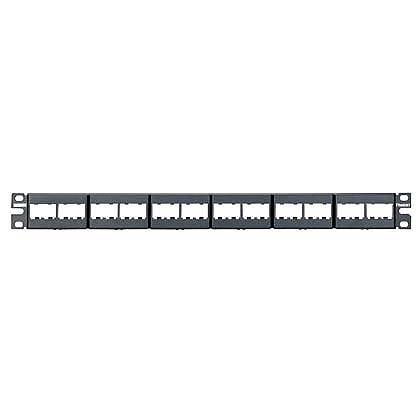 Kısa Com siyah kapaklarla 24 bağlantı modüler patch panel, (1RU).