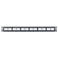 Kısa Com siyah kapaklarla 24 bağlantı modüler patch panel, (1RU).