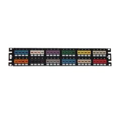 Kısa Com 48 bağlantı modüler gömme siyah patch panel, (2RU) monte edilir.