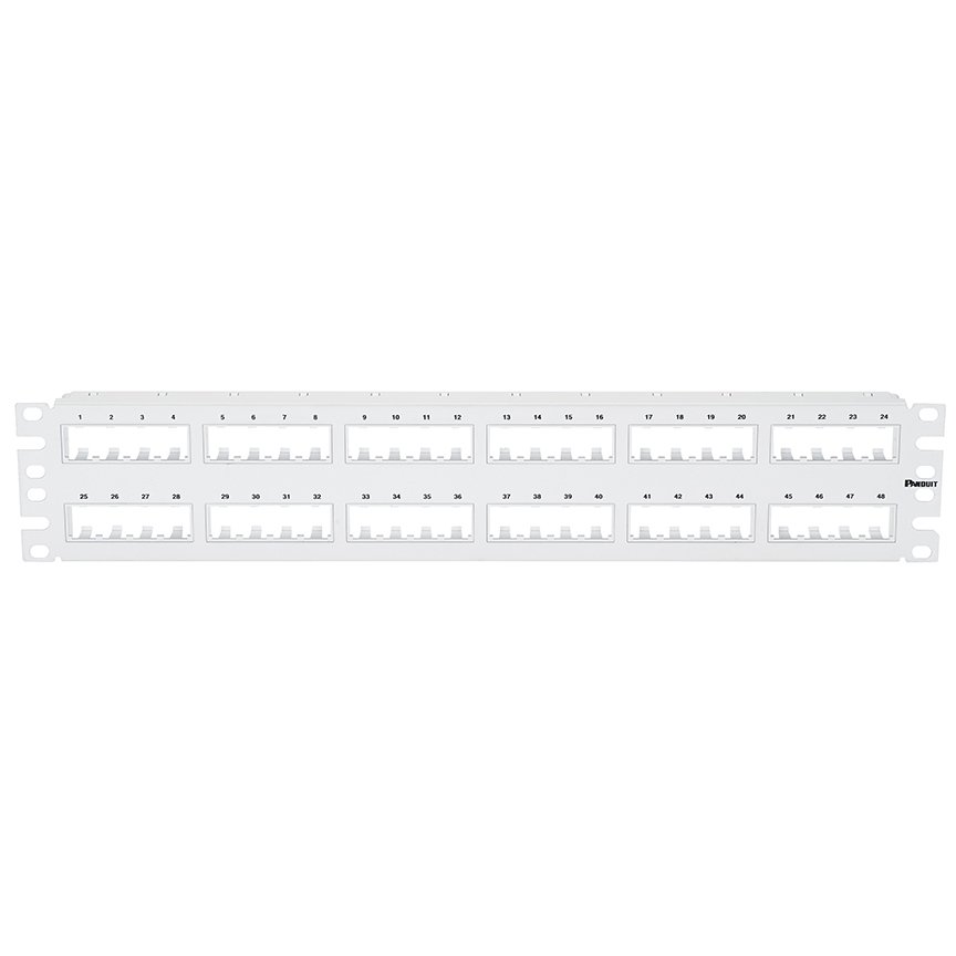 Kısa Com 48 bağlantı modüler yıkama beyaz patch panel, (2RU) monte edilir.