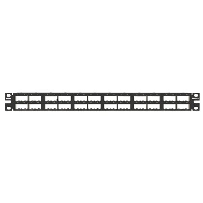 Siyah Mini Com 48 bağlantı modüler yüksek yoğunluklu patch panel, etiketleme için alan, (1RU) geliştirmiştir.