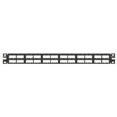 Siyah Mini Com 48 bağlantı modüler yüksek yoğunluklu patch panel, etiketleme için alan, (1RU) geliştirmiştir.