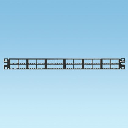 Siyah Mini Com 48 bağlantı modüler yüksek yoğunluklu patch panel, dikey numaralandırma sekansı (1RU) sahiptir.