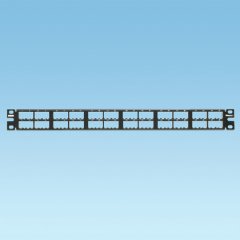 Siyah Mini Com 48 bağlantı modüler yüksek yoğunluklu patch panel, dikey numaralandırma sekansı (1RU) sahiptir.