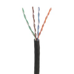 Siyah Sanayi, 4-çift, korumasız U / UTP; iletkenler, büklümlü 24/7 AWG HDPE yalıtımı, çift bükülmüş; ceket PVC, alev geciktirici CM olduğu; 1000 ft / 305M makarası.