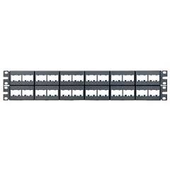 Kısa Com siyah kapaklarla 48 bağlantı modüler patch panel, (2RU).