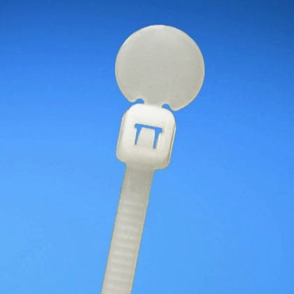 Tüm-Ty® bayrağı bağlantı, bayrak, minyatür kesiti, 4,3 (109mm) uzunluk x .32 .29 (7.4 x 8.0mm) işaretleyici yazma ilgili alan, doğal naylon 6.6,.