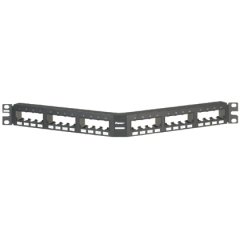 Mini Com 24 portlu modüler floş siyah açılı patch panel, (1RU) monte edin.