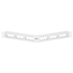 Mini Com 24 portlu modüler floş beyaz açılı patch panel, (1RU) monte edin.