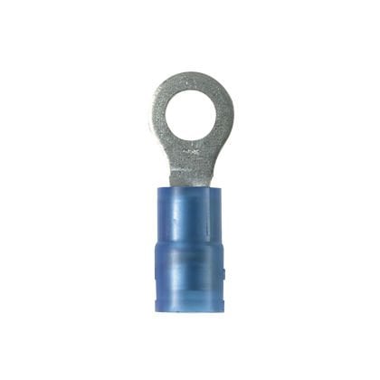 Halka Terminali, 16-14 AWG, 1/4'' damızlık boyutu, huni giriş, naylon izoleli, toplu paketi.