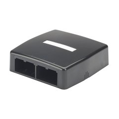 Mini Com® yüzey kutusu monte dört Mini Com® modüllerini kabul eder. hızlı bırakma kapağı dahildir. kablo bağları, yapışkan arkalık, etiket ve etiket kapak ile temin edilmektedir. Siyah.