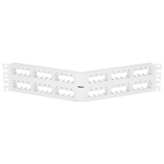 Kısa Com 48 bağlantı modüler yıkama beyaz açılı patch panel, (2RU) monte edilir.