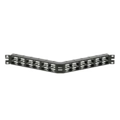 Siyah Mini Com 48 bağlantı modüler yüksek yoğunluklu açılı patch panel dikey numaralandırma sekansı (1RU) sahiptir.
