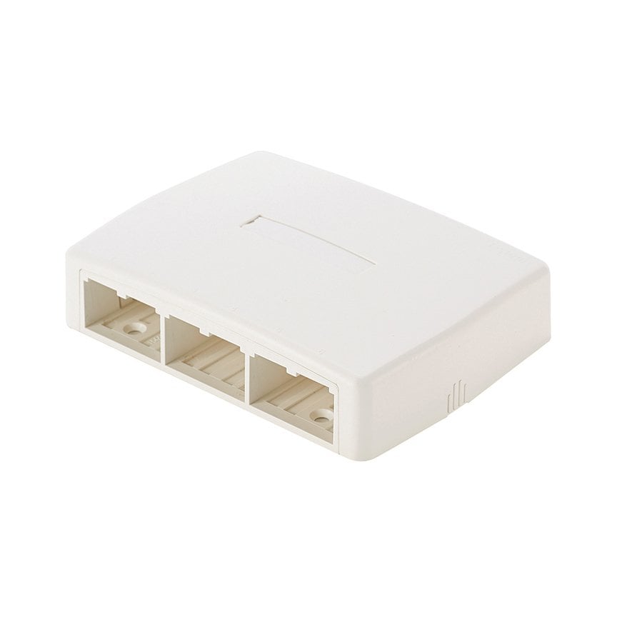 Mini Com® 6 portlu yüzey çabuk açılan kapak ve yapıştırıcı Arctic White ile montaj kutusu.