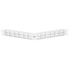Beyaz Mini Com 48 bağlantı modüler yüksek yoğunluklu açılı patch panel (1RU).