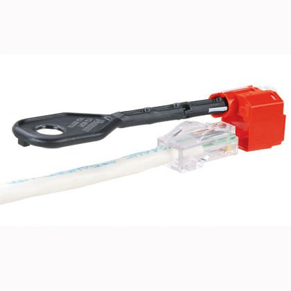 Süper RJ45 fiş kilitleme cihazın, 100 aygıtları (kırmızı) ve 5 aracı (siyah), polikarbonat girintili.