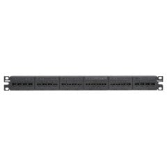 Kısa Com siyah kapaklarla 24 bağlantı modüler patch panel takımı; yirmidört Mini Com Kategori 6 jack modülleri, (1 RU) içerir.