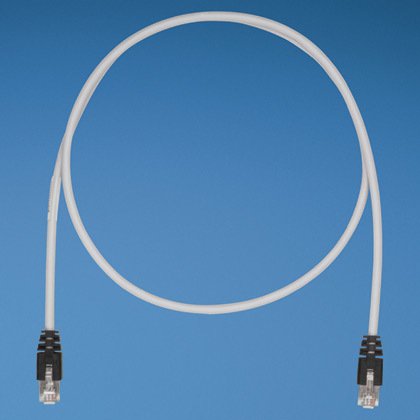 Kategori 5e, her iki ucunda, Pan-Plug® Korumalı Modüler Fişler, Black, 1 metre ile korumalı yama çekin.
