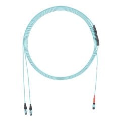 OM4 24 lif, Bağlantı, LSZH, (2) 12-elyaf Kadın PanMPO, Yöntem A, optimize edilmiş IL 13 Metre, Aqua 24F MPO kadın.