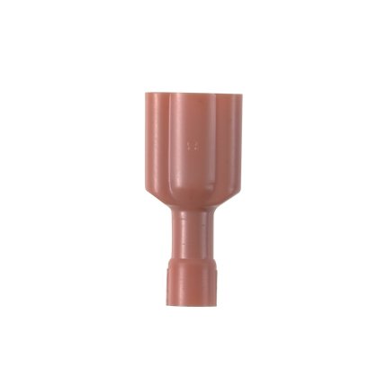 titreşime dayanıklı DiscoGrip ™ erkek bağlantı kesme pirinç ve nikel kaplama olup edilir. Tamamen kırmızı prim naylon muhafaza içinde izole edilmiştir. Bu 0.250 x 0.032'' (6.3 x 0.8 mm) bir sekme boyutuna sahiptir ve 22-18 AWG (0.5-1.0 mm²) bir tel destek