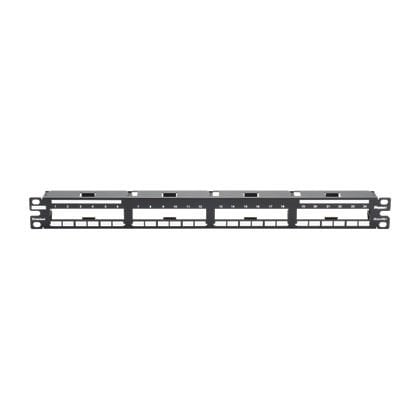 24 bağlantı siyah patch panel korumalı kabul QuickNet ön terminasyonlu kasetleri ve bağlantı paneli bağdaştırıcıları. (1 RU).