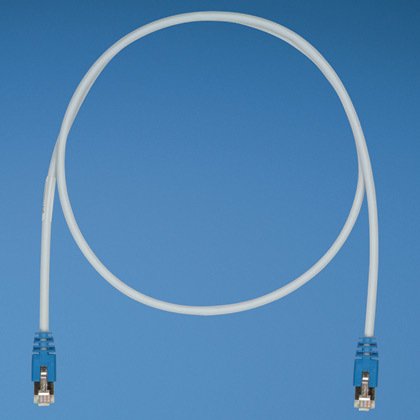 Kategori 5e, her iki ucunda, Pan-Plug® Korumalı Modüler Fişler, Mavi, 1 metre ile korumalı yama çekin.